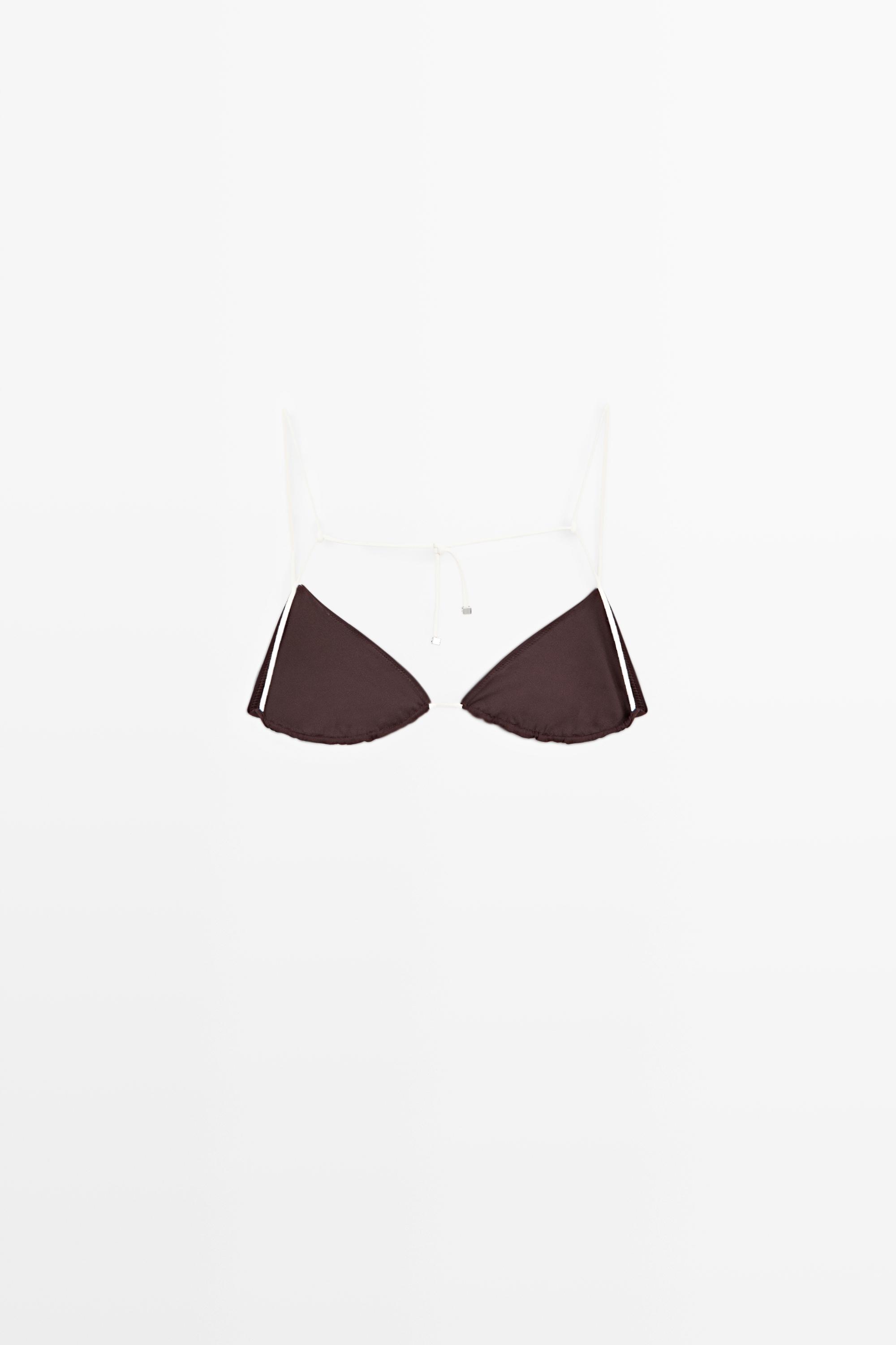 Haut de bikini triangle à lien contrastant